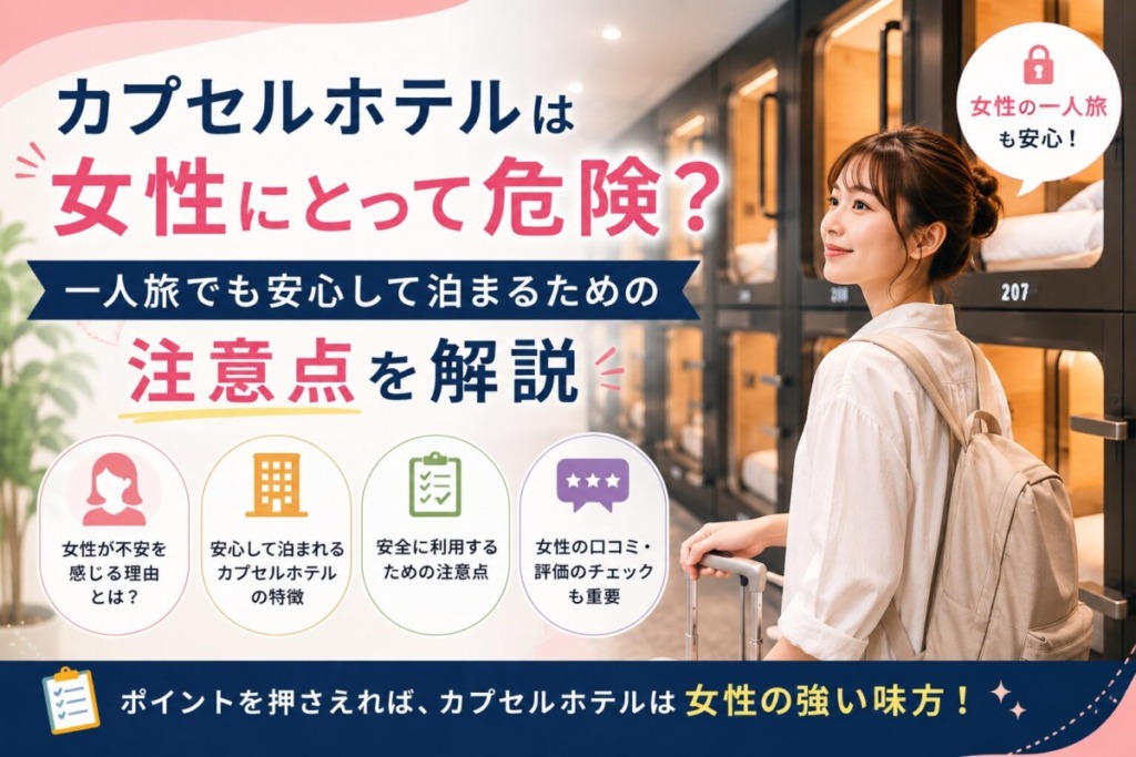 カプセルホテルは女性にとって危険？一人旅でも安心して泊まるための注意点を解説